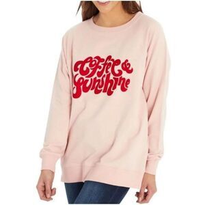 WILDFOX Sweatshirt Women's Small Pink Coffee And Sunshine Graphic Statement